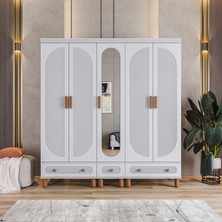 Velmo Barrel 5 Kapaklı Gardırop (Beyaz)