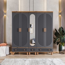 Velmo Barrel 5 Kapaklı Gardırop (Antrasit)