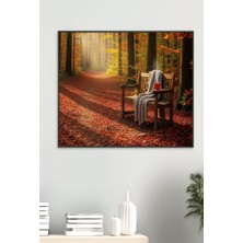 Safir Design Sonbahar Dinginliği Orman Yolu ve Bank Temalı Çerçeveli Tablo