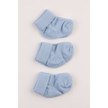Crazy Baby Mavi Pamuklu 3'lü Erkek Bebek Çorabı