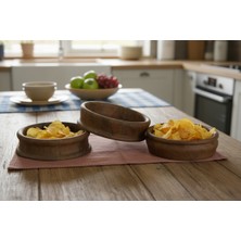 Wood Askania Doğal Ceviz Çerezlik ve Sunum Tabak Seti (3'lü)