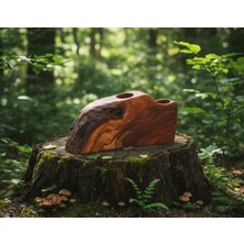 Wood Askania Kiraz Ağacından Ahşap Mumluk/şamdan