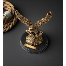 Hediye Fikri Kişiye Özel Polyester Kartal Figürü Dekoratif Heykel 13X9 cm Bronz Görünümlü Masa Üstü Kartal Biblosu