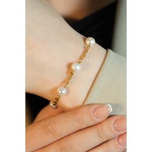 Incili Pullu Zincir Bileklik 22 Ayar A075280