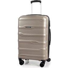 Polo&sky Azra Model Vizon Pp Polipropilen Kırılmaz 2'li Orta Boy + Makyaj Valiz Seti