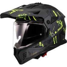 Ls2 Pıoneer 2 Crazy Mat Siyah-Gri-Neon Sarı Kask