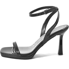 Beety 130722 Siyah & Gümüş Bilekten Bağlı Yüksek Topuklu Kadın Abiye Ayakkabı