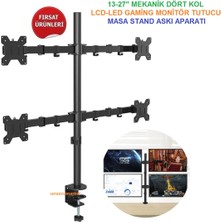 Ucuzcu Market Mekanik Dört Kol Lcd-Led Gaming 13-27'' Monitör Tutucu Masa Stand Askı Aparatı