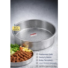 Muhtelif Paslanmaz Çelik Çiğ Köfte Tepsisi 8 cm Derinlik No :3 Çapı: 44 cm