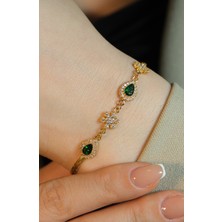 Yeşil Taşlı Kar Tanesi Bileklik 22 Ayar A079630