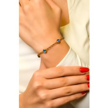 Ravi Pırlanta Nazar Boncuklu Tasarım Bileklik 14 Ayar A056442