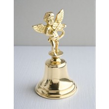 Hediye Fikri Nostaljik Pirinç El Çanı - Işlemeli Resepsiyon ve Servis Zili - 15X8 cm