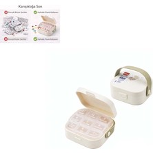 Wenken Taşıma Kulplu 7 Bölmeli Ilaçç Kutusu Çıkarılabilir Bölmeli Küçük (Ebat: 8,8cm x 8,8cm x 3,8cm) 1 Adet