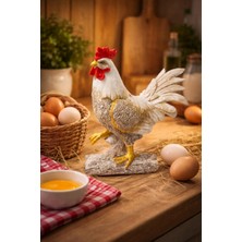 Hediye Fikri Rustik Dekoratif Horoz Figürü – Reçine Mutfak Biblosu 16 cm