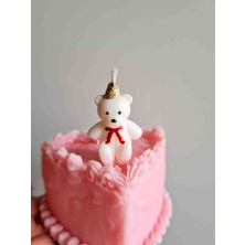Dust Candle Studio 5’li Sevimli Ayıcık Pasta Mumu – Doğum Günü Parti Mum Seti (Pembe)