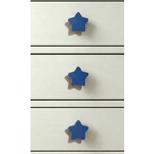 Baylin 3D 3 Adet Yıldız Görünümlü Dolap Kulpu - Çocuk Odası Modern, Şık ve Dayanıklı -Mavi