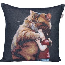 Believe Garfield Kedi Sevgisi Jakarlı Dokuma  Goblen Dekoratif 45*45 Kırlent