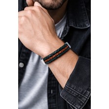 Herşey Nota Nomad Leather Terra Force Yeşil & Taba Hakiki Deri Erkek Bileklik – Çelik Mıknatıslı KILIT-50-537