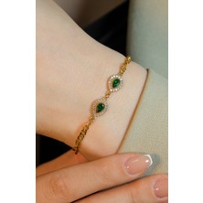 Yeşil Damla Taşlı Bileklik 22 Ayar A078437