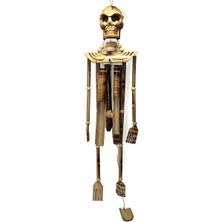 Hediye Fikri Ahşap Iskelet Figürü Bambu Rüzgar Çanı 90 cm Duvara Asmalı Etnik Mistik Dekor