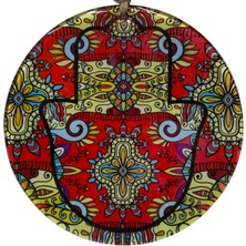 Mixperi Fatma Ana Eli Temalı Cam Duvar Süsü - 16 cm Dekoratif Hamsa El Tablo