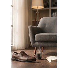 Enoch Erkek Kahverengi Deri Bağcıksız Klasik Büyük Numara Ayakkabı (45-50)