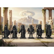 Antik Yunan Tanrıları 7 cm – 6’lı Siyah Mini Figür Seti Zeus, Poseidon, Hades, Apollo, Athena, Eros
