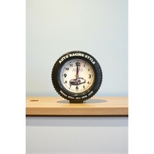 Hediye Fikri Araba Tekerleği Tasarımlı Alarm Özellikli Masa Saati – 14X14X4 cm