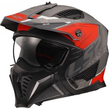 Ls2 Drıfter Devor Mat Gri-Tıtanıum-Kırmızı Kask