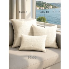 Demor Home Keten Dokulu Krem Rengi Kırlent Yastık Kılıfı