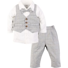 Miniropa Yelekli Erkek Bebek Takım -Kareli Gri