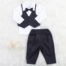 Miniropa Düz Siyah Papyonlu Yelekli 3'lü Bebek Takımı