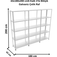 Alanraf 43X180X200 Cm5 Katlı 3’lü Bitişik Galvaniz Çelik Raf. Depo, Dosya Rafı
