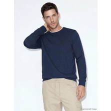 LC Waikiki Indigo Bisiklet Yaka Erkek Sweatshirt