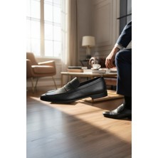 Enoch Hakiki Deri Siyah Maskaretli Erkek Klasik Loafer