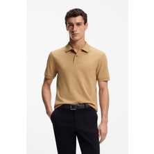 Boss Erkek Normal Kalıp Logo Işlemeli Kısa Kollu Bej Polo Yaka T-Shirt 50553564-260