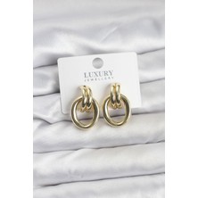 Prativas Gold Renk Pirinç Vintage Kadın Küpe - PRT3500EB10082