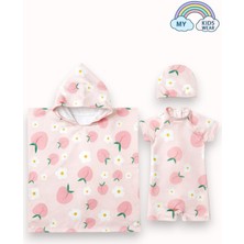 My Kids Wear Kız Çocuk Deniz Kombini 3’lü Set – Mayo, Havlu ve Bone 12583