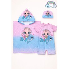 My Kids Wear Kız Çocuk Deniz Kombini 3’lü Set – Mayo, Havlu ve Bone 12577