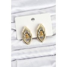 Prativas Pirinç Gold Renk Sarmal Damla Model Vintage Kadın Küpe - PRT3500EB10234