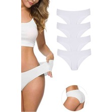 Royaleks 4 Adet Kadın Dikişsiz Lazer Kesim Esnek Iz Yapmayan Külot Beyaz