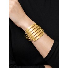 Kızılay Kuyumcusu 14 Ayar Altın 6 Sıralı Kaburga Kelepçe Bilezik 21.90 gr