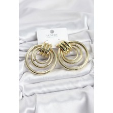 Prativas Pirinç Gold Renk Halka Model Vintage Kadın Küpe - PRT3500EB10086