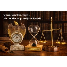 Home Dekor Hediye 3 Lü lüks Ofis Dekor Seti masa Üstü Kartal Saat & Kişiye Özel Isimli kum Saati & Adalet Terazi Seti