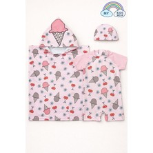 My Kids Wear Kız Çocuk Deniz Kombini 3’lü Set – Mayo, Havlu ve Bone 12576