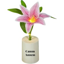 Hediye Fikri Kişiye Özel Asil Zarafetin Işığı Pembe Zambak (Lilyum) Dekoratif Lamba