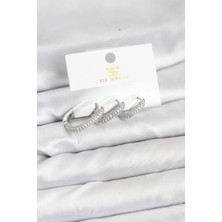 Prativas Pirinç Gümüş Renk Zirkon Taşlı Halka Model Ysx Trio Küpe Seti – PRT3500EB09938