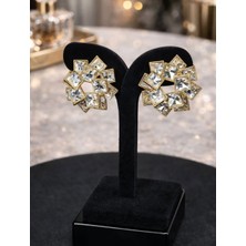 Çoklu Kristal Gold Küpe
