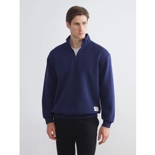 LC Waikiki Lacivert Fermuarlı Dik Yaka Erkek Sweatshirt