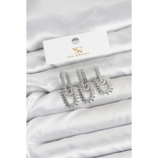 Prativas Pirinç Gümüş Renk Zirkon Taşlı Vintage Model Ysx Trio Küpe Seti – PRT3500EB09928